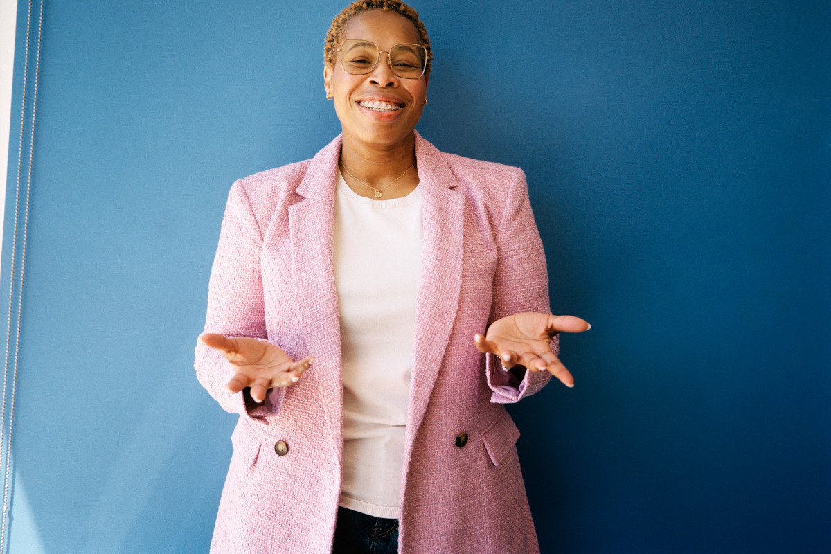 Group of work colleagues chatting and laughing