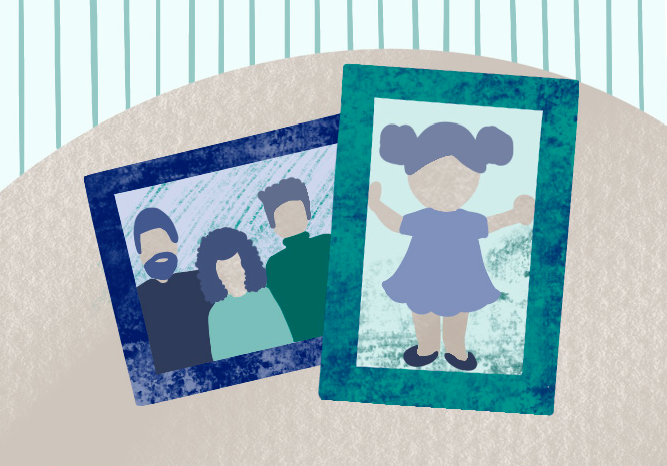 illustration of family photos in frames