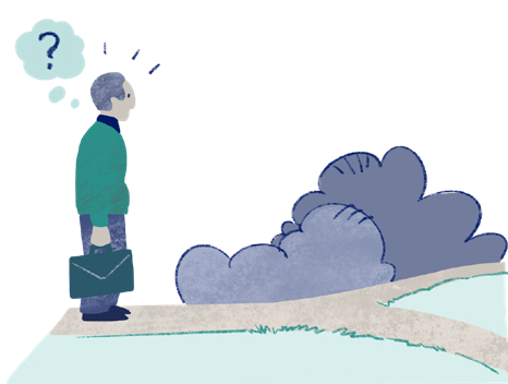 illustration of man who cannot find his way