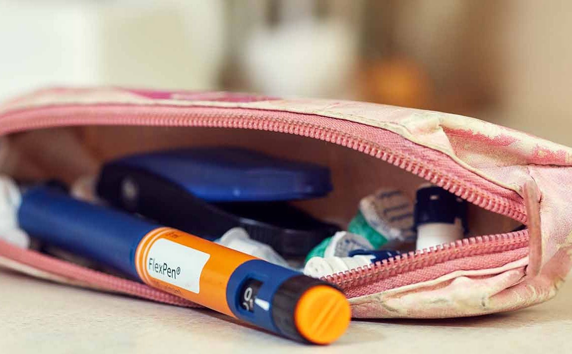 Ladies bag with insulin pen