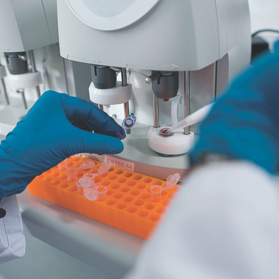 Novo Nordisk lab employee testing samples