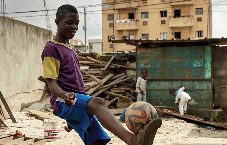 Young man playing soccer