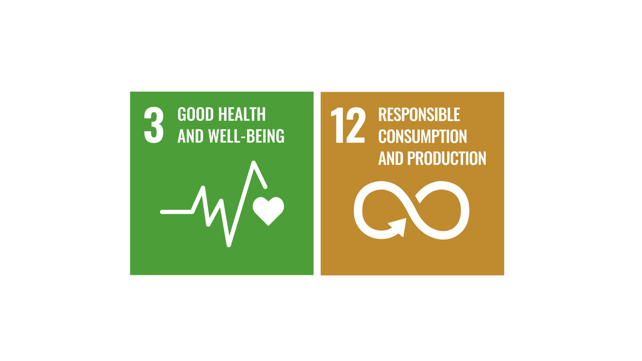 Icons of Sustainable Development Goals 3 and 12.